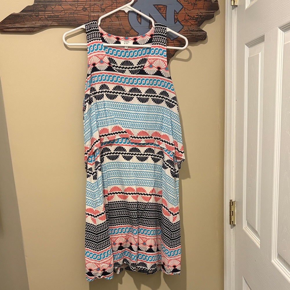 Crown & Ivy Blue and Pink Patterned Dress